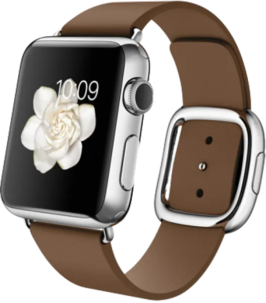 Apple Watch (38 mm) Paslanmaz çelik Kasa ve Modern Tokalı Kahverengi Kayış Akıllı Saat
