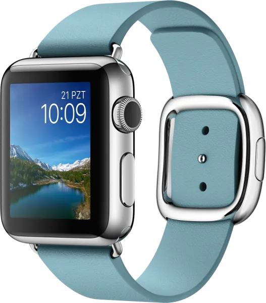 Apple Watch (38 mm) Paslanmaz çelik Kasa ve Modern Tokalı Kutup Mavisi Kayış (Büyük Boy) Akıllı Saat