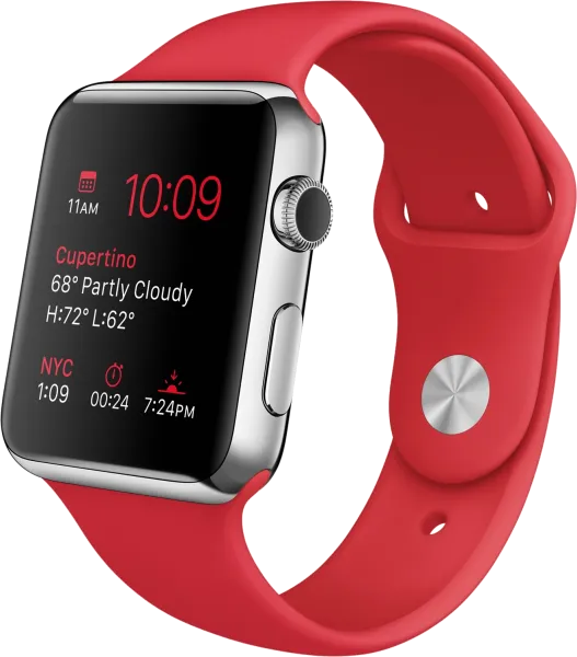 Apple Watch (38 mm) Paslanmaz çelik Kasa ve (PRODUCT) RED Spor Kordon Akıllı Saat
