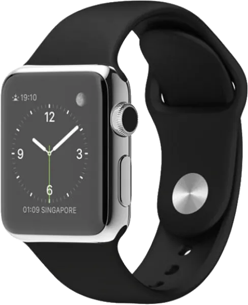 Apple Watch (38 mm) Paslanmaz çelik Kasa ve Siyah Spor Kordon Akıllı Saat