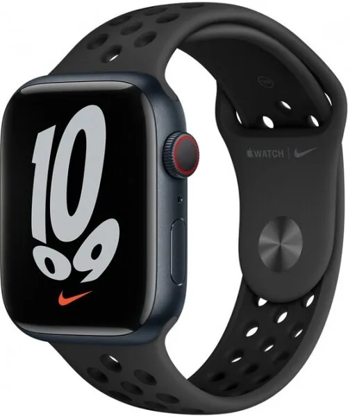Apple Watch Nike Series 7 Cellular 45mm Gece Yarısı Alüminyum Kasa ve Nike Spor Kordon (MKL53TU/A) Akıllı Saat
