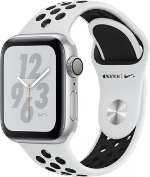 Apple Watch Nike+ Series 4 (40 mm) Gümüş Rengi Alüminyum Kasa ve Saf Platin/Siyah Nike Spor Kordon Akıllı Saat