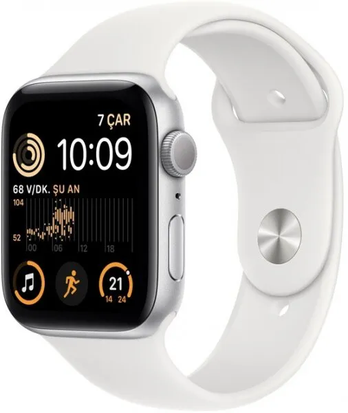 Apple Watch SE 2 (2022) 44mm Gümüş Rengi Alüminyum Kasa ve Spor Kordon (MNK23TU/A) Akıllı Saat