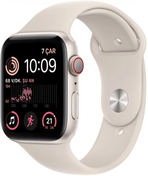 Apple Watch SE 2 (2022) Cellular 44mm Yıldız Işığı Alüminyum Kasa ve Spor Kordon (MNPT3TU/A) Akıllı Saat