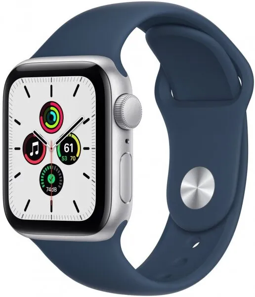 Apple Watch SE (40mm) Gümüş Rengi Alüminyum Kasa ve Koyu Abis Spor Kordon (MKNY3TU/A) Akıllı Saat