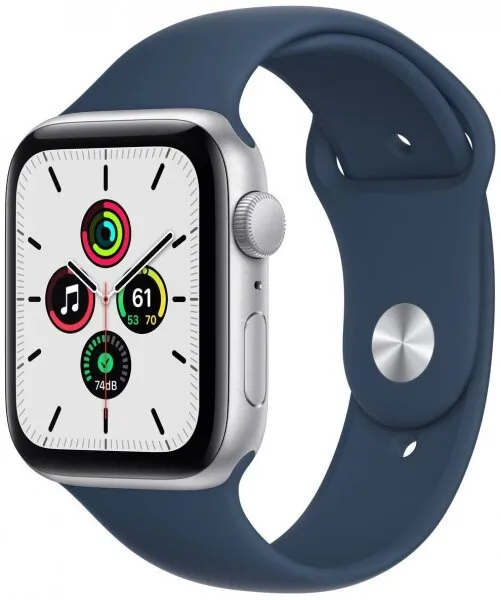 Apple Watch SE (44mm) Gümüş Rengi Alüminyum Kasa ve Koyu Abis Spor Kordon (MKQ43TU/A) Akıllı Saat