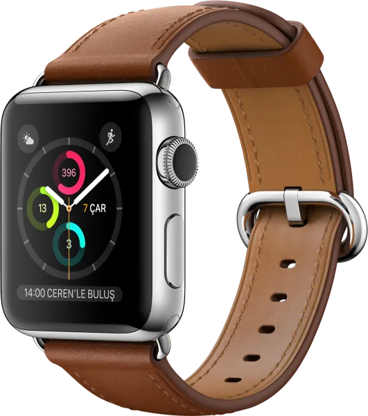 Apple Watch Series 2 (38 mm) Paslanmaz çelik Kasa ve Klasik Tokalı Klasik Kahve Kayış Akıllı Saat