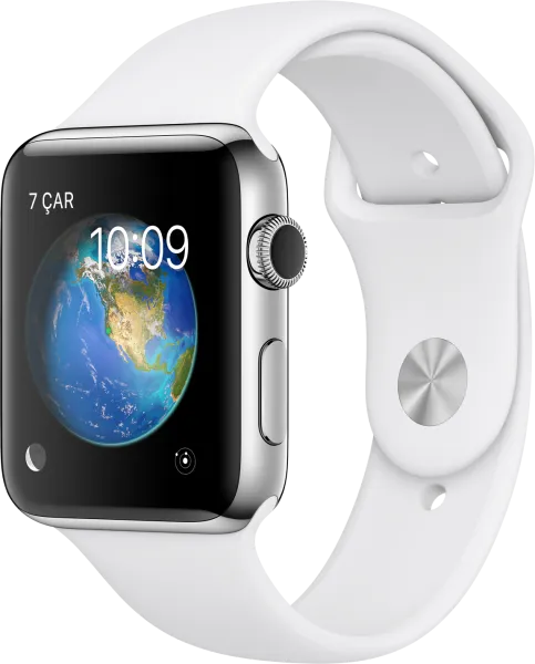 Apple Watch Series 2 (42 mm) Paslanmaz çelik Kasa ve Beyaz Spor Kordon Akıllı Saat