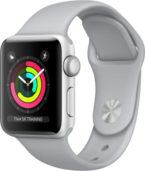 Apple Watch Series 3 GPS (38 mm) Gümüş Rengi Alüminyum Kasa ve Puslu Gri Spor Kordon Akıllı Saat