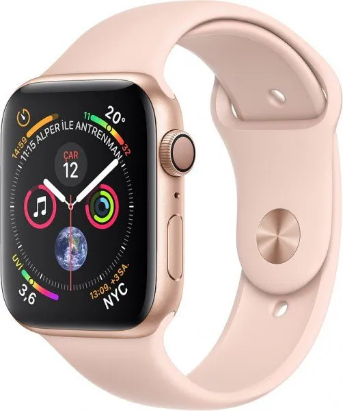 Apple Watch Series 4 (44 mm) Altın Rengi Alüminyum Kasa ve Kum Pembesi Spor Kordon Akıllı Saat