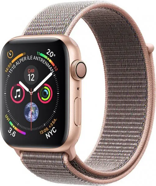 Apple Watch Series 4 (44 mm) Altın Rengi Alüminyum Kasa ve Kum Pembesi Spor Loop Akıllı Saat