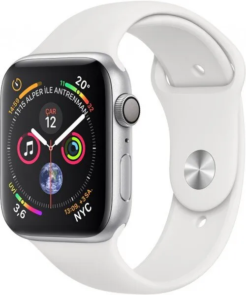 Apple Watch Series 4 (44 mm) Gümüş Rengi Alüminyum Kasa ve Beyaz Spor Kordon Akıllı Saat