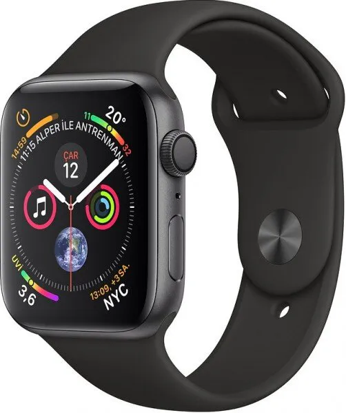 Apple Watch Series 4 (44 mm) Uzay Grisi Alüminyum Kasa ve Siyah Spor Kordon Akıllı Saat