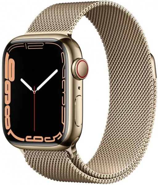 Apple Watch Series 7 Cellular 41mm Altın Rengi Paslanmaz çelik Kasa ve Altın Milano Loop (MKJ03TU/A) Akıllı Saat