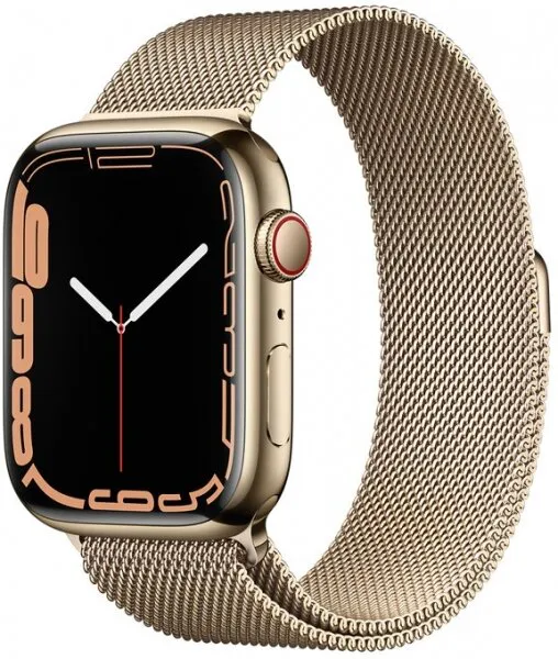 Apple Watch Series 7 Cellular 45mm Altın Rengi Paslanmaz çelik Kasa ve Altın Milano Loop (MKJY3TU/A) Akıllı Saat