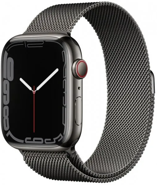 Apple Watch Series 7 Cellular 45mm Grafit Paslanmaz çelik Kasa ve Grafit Milano Loop (MKL33TU/A) Akıllı Saat