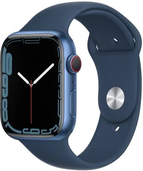 Apple Watch Series 7 Cellular 45mm Mavi Alüminyum Kasa ve Spor Kordon (MKJT3TU/A) Akıllı Saat