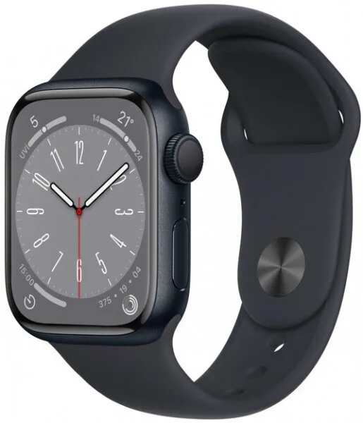 Apple Watch Series 8 41mm Gece Yarısı Alüminyum Kasa ve Spor Kordon (MNP53TU/A) Akıllı Saat