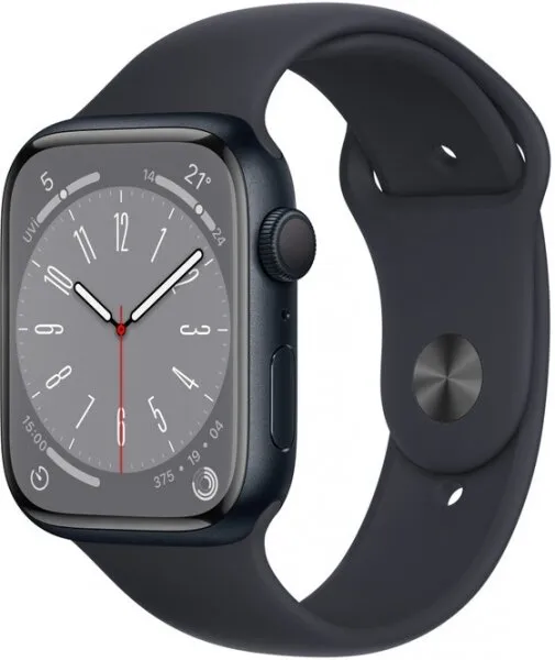 Apple Watch Series 8 45mm Gece Yarısı Alüminyum Kasa ve Spor Kordon (MNP13TU/A) Akıllı Saat