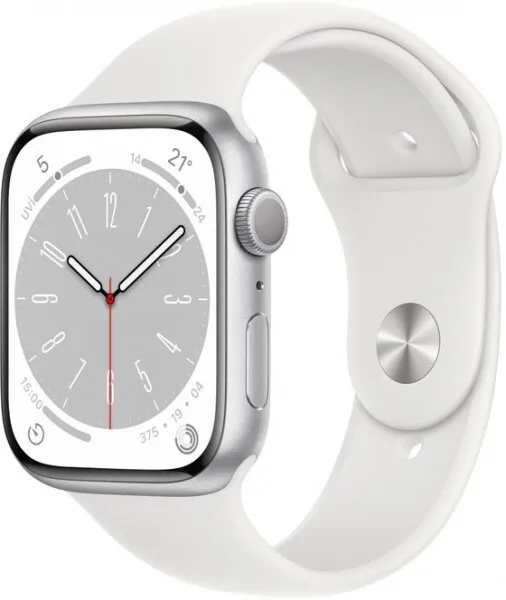 Apple Watch Series 8 45mm Gümüş Rengi Alüminyum Kasa ve Spor Kordon (MP6N3TU/A) Akıllı Saat