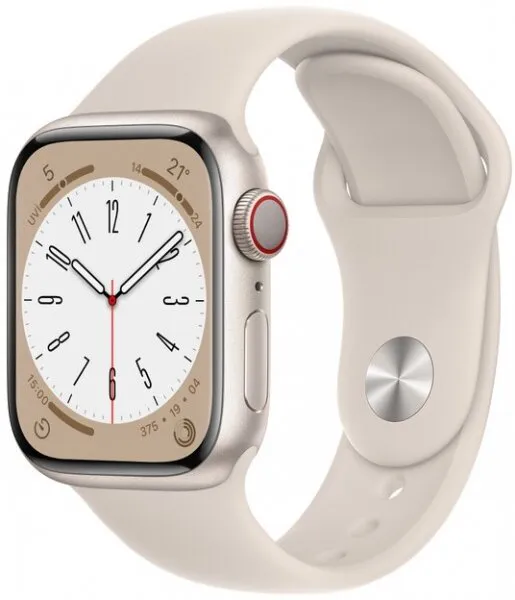 Apple Watch Series 8 Cellular 41mm Yıldız Işığı Alüminyum Kasa ve Spor Kordon (MNHY3TU/A) Akıllı Saat