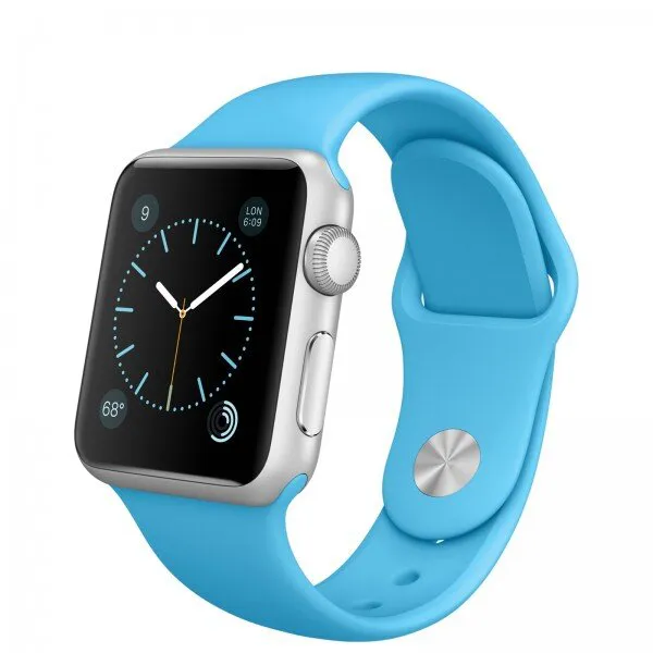 Apple Watch Sport (38 mm) Gümüş Rengi Alüminyum Kasa ve Mavi Spor Kordon Akıllı Saat