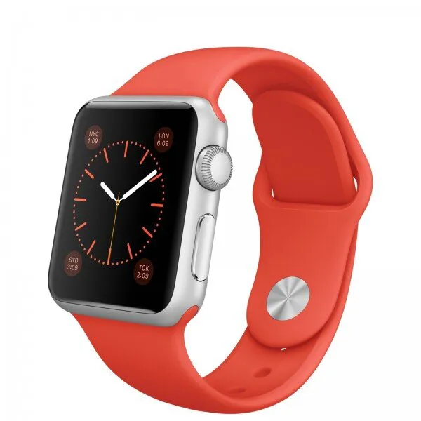 Apple Watch Sport (38 mm) Gümüş Rengi Alüminyum Kasa ve Turuncu Spor Kordon Akıllı Saat