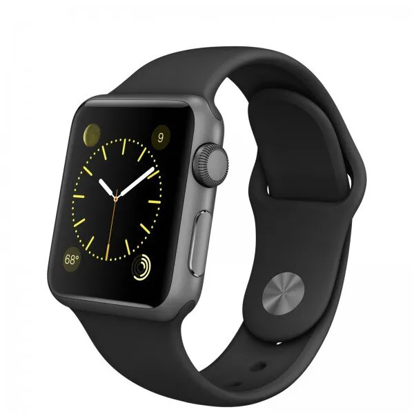 Apple Watch Sport (38 mm) Uzay Grisi Alüminyum Kasa ve Siyah Spor Kordon Akıllı Saat