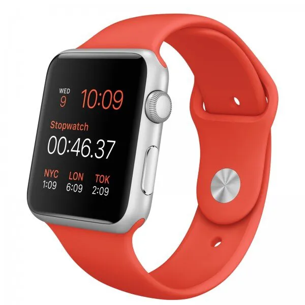 Apple Watch Sport (42 mm) Gümüş Rengi Alüminyum Kasa ve Turuncu Spor Kordon Akıllı Saat