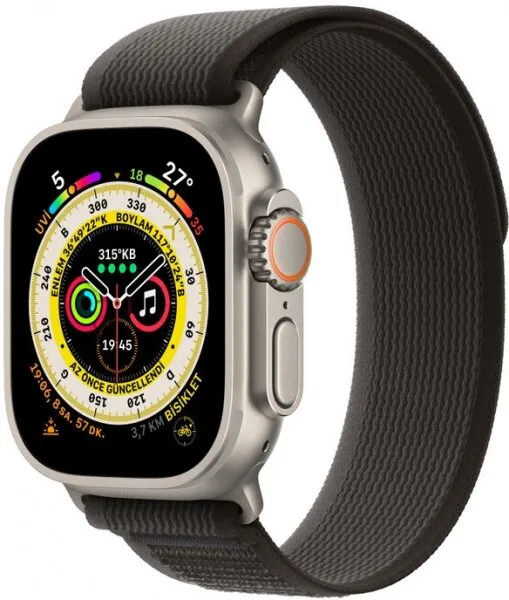 Apple Watch Ultra Titanyum Kasa ve Siyah/Gri Trail Loop Akıllı Saat