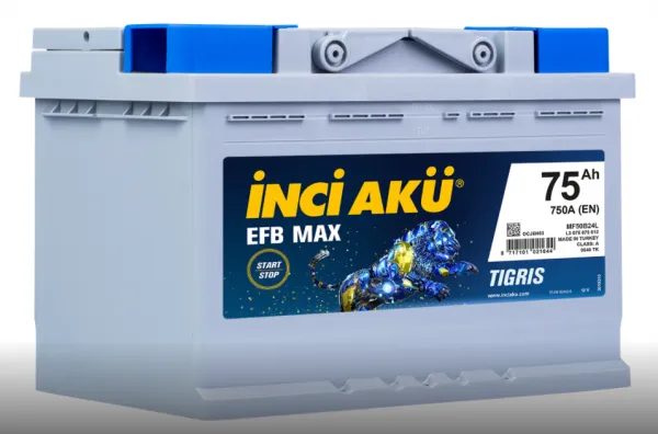 İnci Akü EFB Max Tigris 12V 75Ah Akü