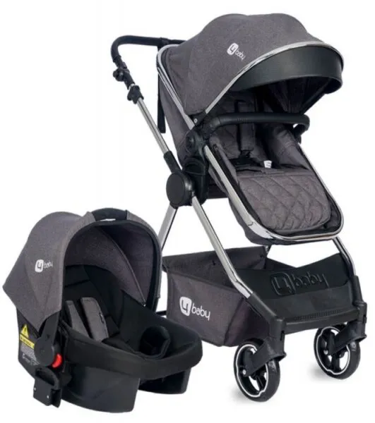 4 Baby Safran Krom Şase Premium Travel Sistem Bebek Arabası
