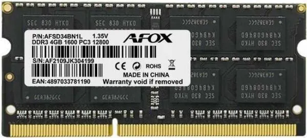 Afox AFSD34BN1L 4 GB 1600 MHz DDR3 Ram