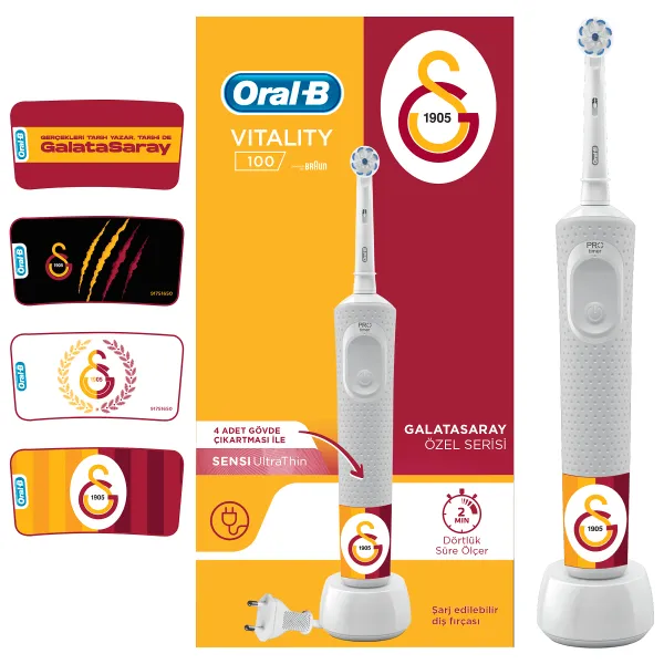 Oral-B Vitality D100 Galatasaray Serisi Şarjlı Diş Fırçası Elektrikli Diş Fırçası