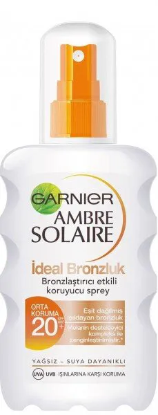 Garnier Ambre Solaire İdeal Bronzluk 20 Faktör Sprey 200 ml 20 Faktör Güneş Ürünleri