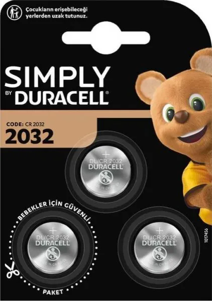 Duracell DL/CR 2032 3'lü Düğme Pil
