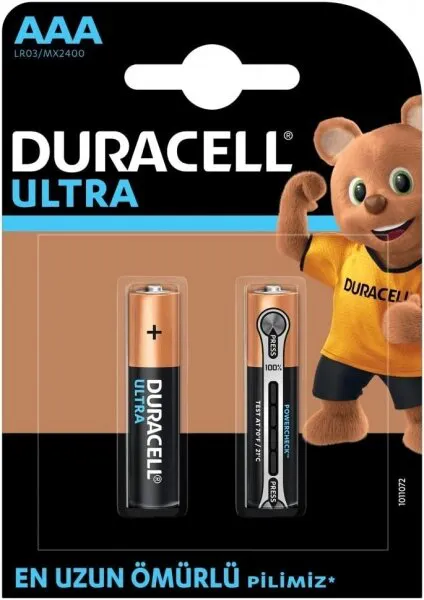 Duracell Ultra AAA 2'li (LR03/MX2400/2PK) İnce Kalem Pil