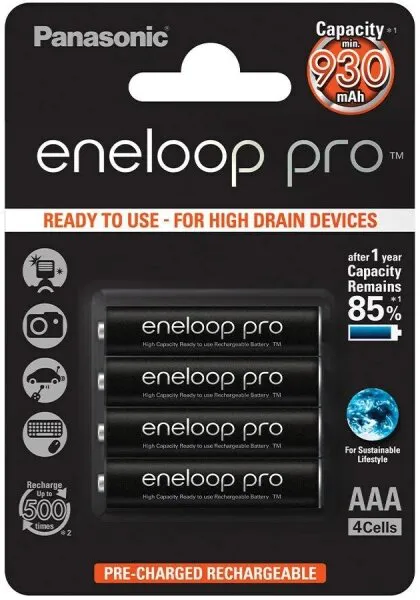 Panasonic Eneloop Pro AAA 930 mAh 4'lü (4HCDE/4BE) İnce Kalem Pil