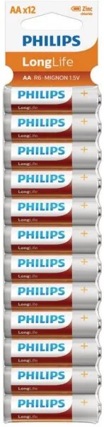 Philips LongLife AA 12'li (R6L12W/10) Kalem Pil