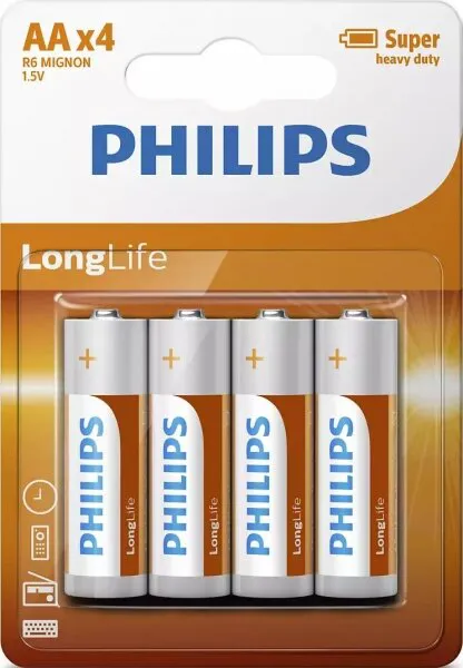 Philips LongLife AA 4'lü (R6L4B/10) Kalem Pil