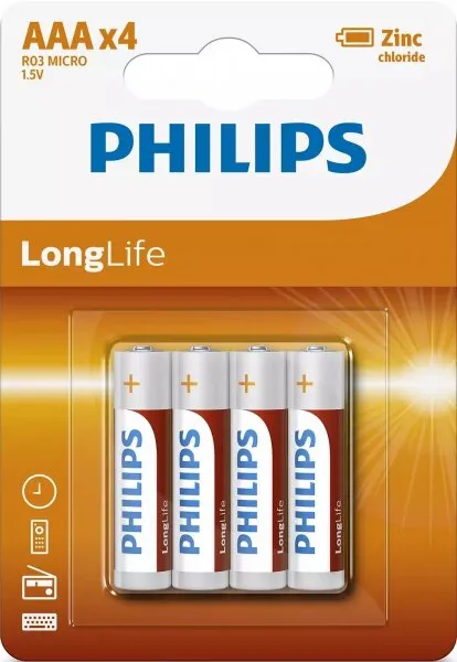 Philips LongLife AAA 4'lü (R03L4B/97) İnce Kalem Pil