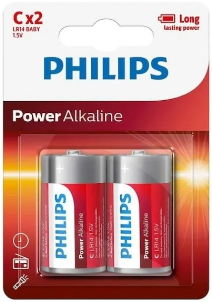 Philips Power Alkaline C 2'li (LR14P2B/05) Orta Boy Pil