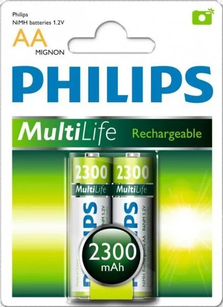 Philips Rechargeable AA 2300 mAh 2'li (R6B2A230/97) Kalem Pil