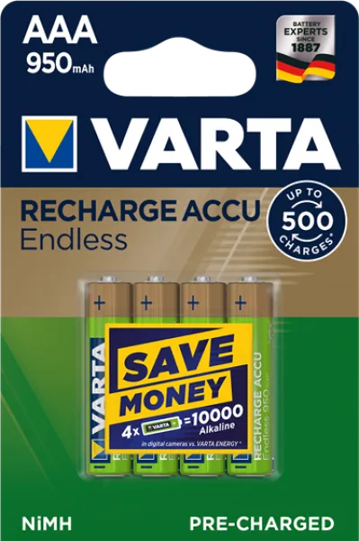 Varta Recharge Accu Endless AAA 950mAh 4'lü İnce Kalem Pil