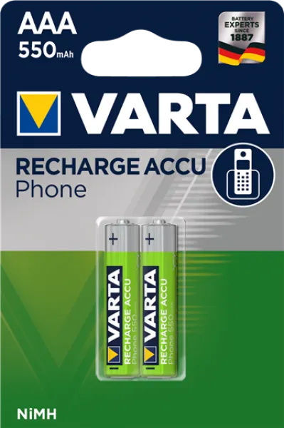 Varta Recharge Accu Phone AAA 550mAh 2'li İnce Kalem Pil