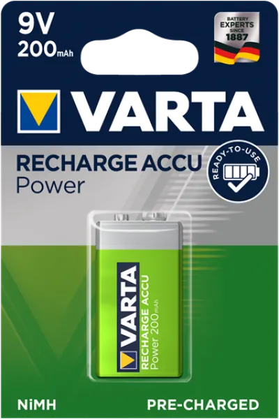 Varta Recharge Accu Power 9V 200 mAh Dikdörtgen Pil