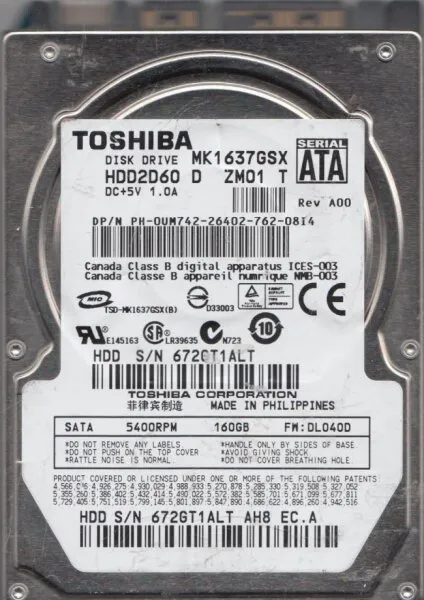 Toshiba MK1637GSX HDD