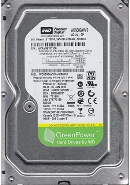 WD WD5000AVVS HDD